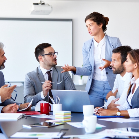 a meeting at an office